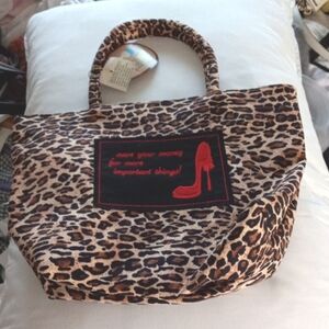 Raymond Waites Insulated Leopard Lunch Tote Bag Zip Close